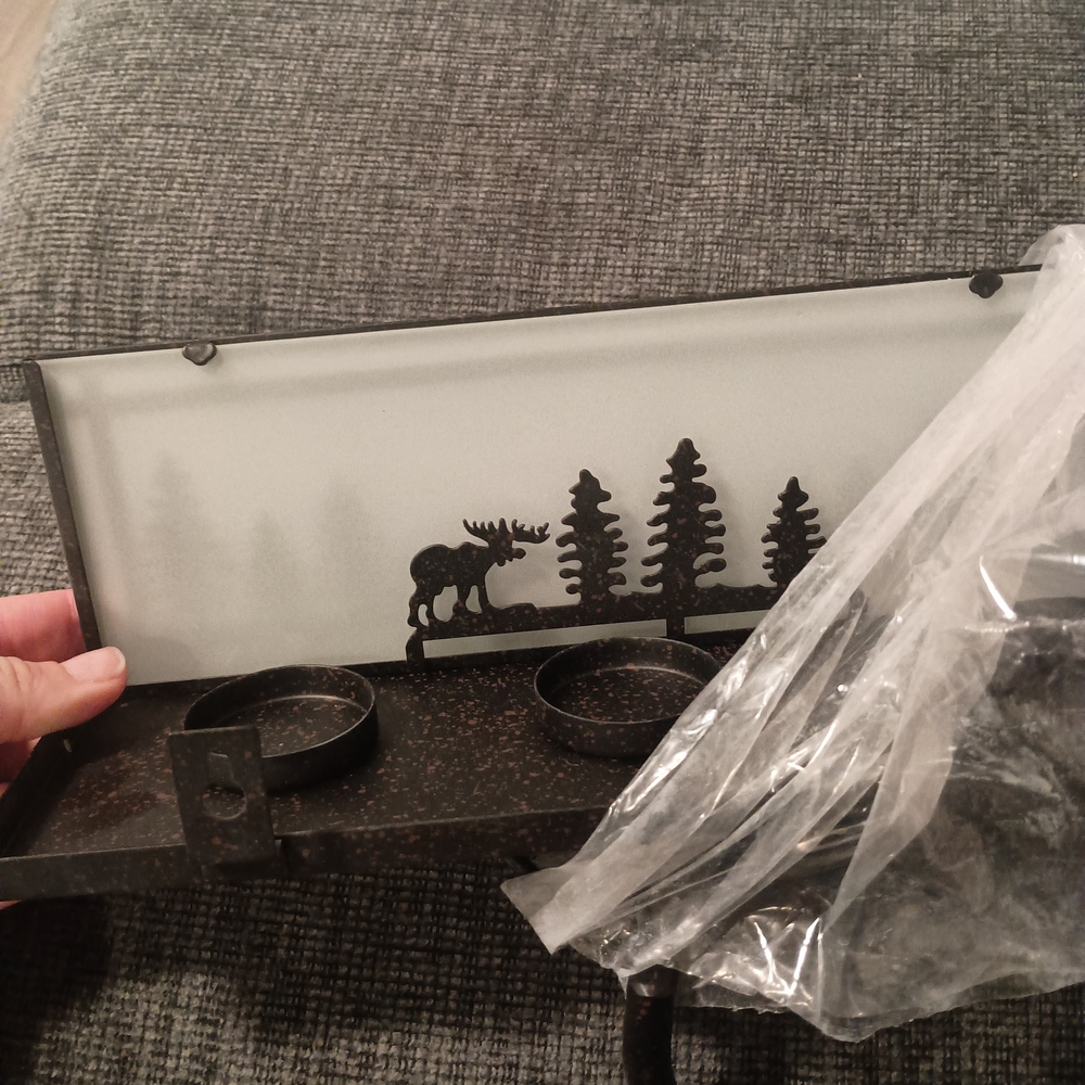 NEW Metal Wall Shelf with Moose and Tree Design